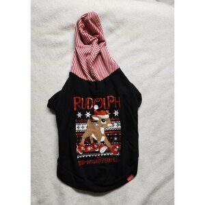Rudolph The Red-Nosed Reindeer Dog Hoodie‎ With Striped Hood Size L